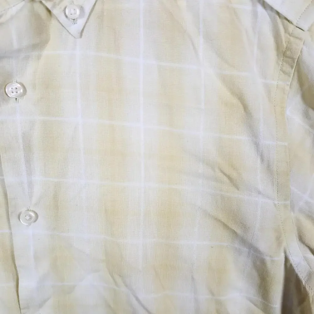 Banana Republic Medium Button Down Shirt Yellow Plaid Organic Cotton Long Sleeve
